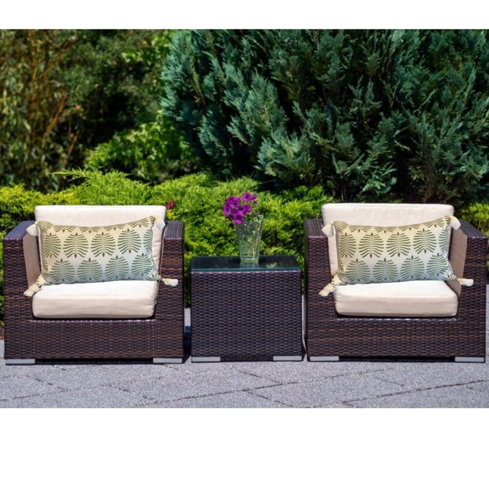Leaf Patterned Green Accent Pillow| reversible| indoor/outdoor decor pillows - Picture 7 of 9